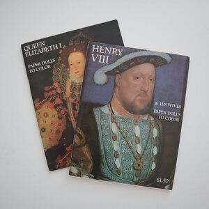 Vintage Henry VIII & His Wives and Queen Elizabeth I Paper Dolls to Color Books